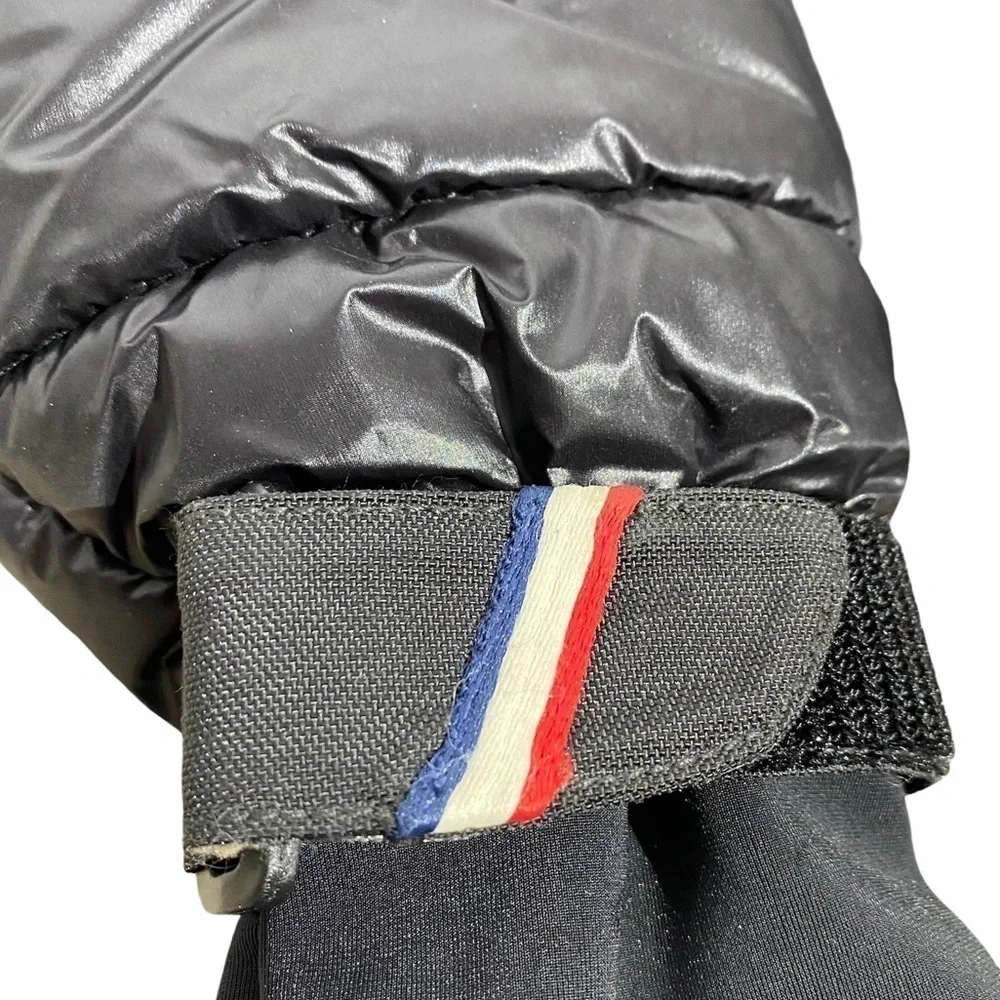 MONCLER Black Long Leather down Puffer Gloves